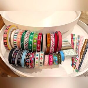 Ribbon lot, 31 assorted rolls of 3/8" craft ribbon